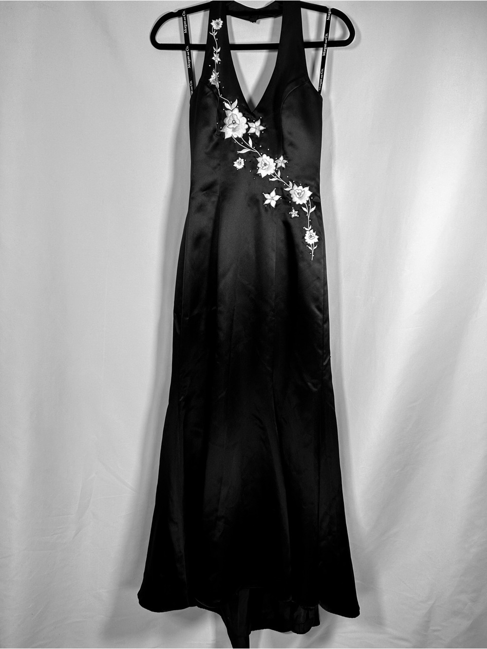 Vintage Morgan & Co. Floral Embroidered Halter Mermaid Gown